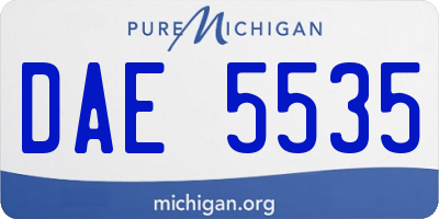 MI license plate DAE5535