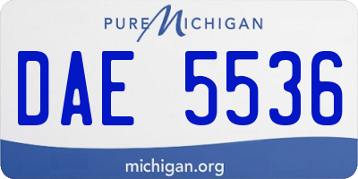 MI license plate DAE5536