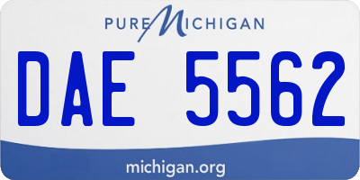 MI license plate DAE5562