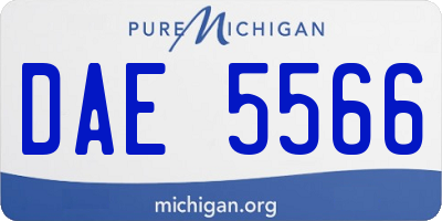 MI license plate DAE5566
