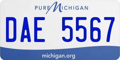 MI license plate DAE5567