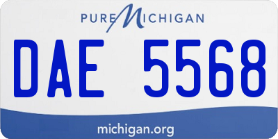 MI license plate DAE5568