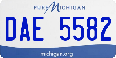 MI license plate DAE5582