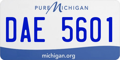 MI license plate DAE5601
