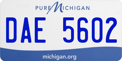 MI license plate DAE5602