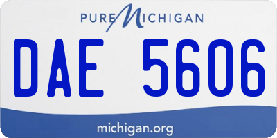 MI license plate DAE5606