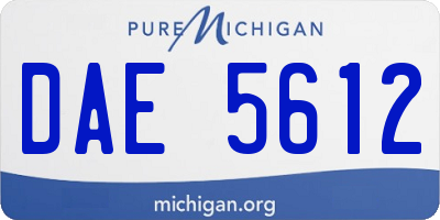 MI license plate DAE5612