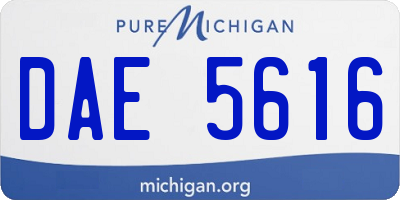 MI license plate DAE5616