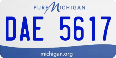 MI license plate DAE5617