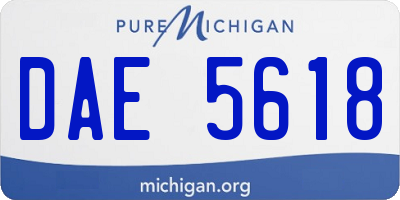 MI license plate DAE5618