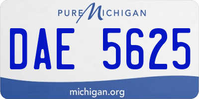 MI license plate DAE5625