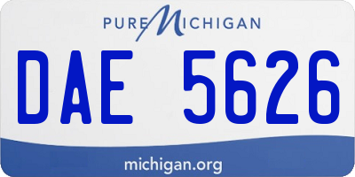 MI license plate DAE5626