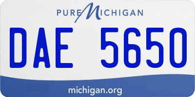MI license plate DAE5650