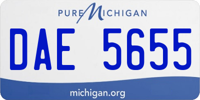 MI license plate DAE5655