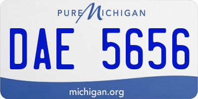 MI license plate DAE5656