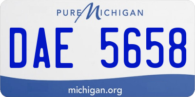 MI license plate DAE5658
