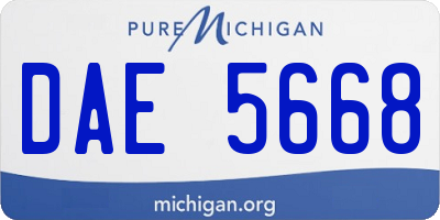 MI license plate DAE5668