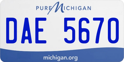 MI license plate DAE5670