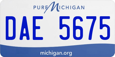 MI license plate DAE5675