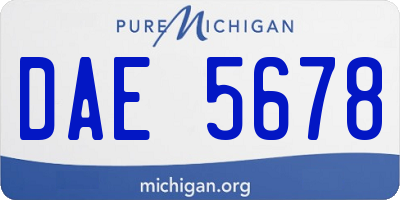 MI license plate DAE5678