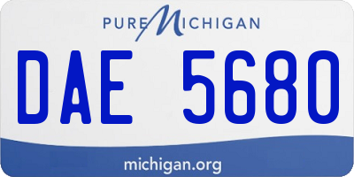 MI license plate DAE5680