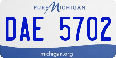 MI license plate DAE5702