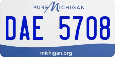 MI license plate DAE5708