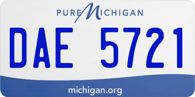 MI license plate DAE5721