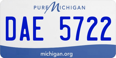 MI license plate DAE5722