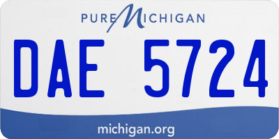 MI license plate DAE5724