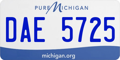 MI license plate DAE5725