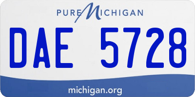 MI license plate DAE5728