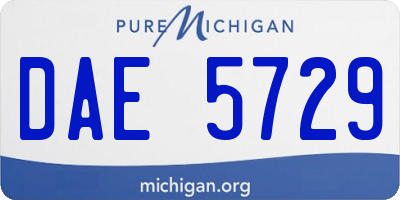 MI license plate DAE5729
