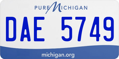 MI license plate DAE5749