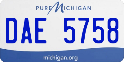 MI license plate DAE5758