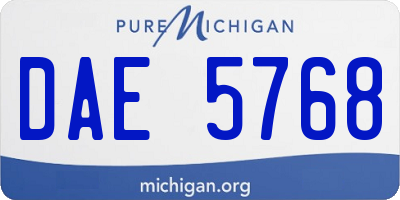 MI license plate DAE5768