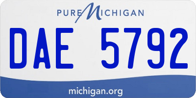 MI license plate DAE5792