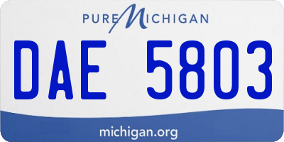 MI license plate DAE5803