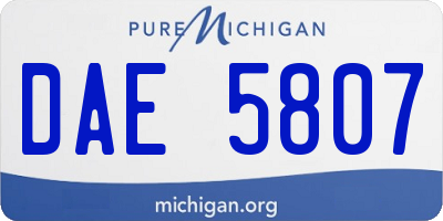MI license plate DAE5807