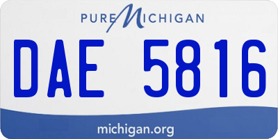 MI license plate DAE5816