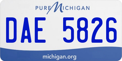 MI license plate DAE5826