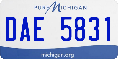 MI license plate DAE5831