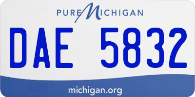 MI license plate DAE5832