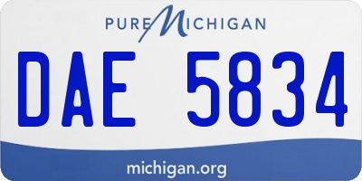 MI license plate DAE5834