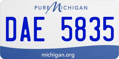 MI license plate DAE5835