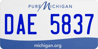 MI license plate DAE5837