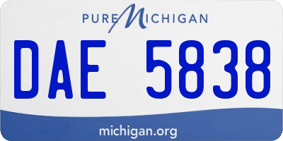 MI license plate DAE5838