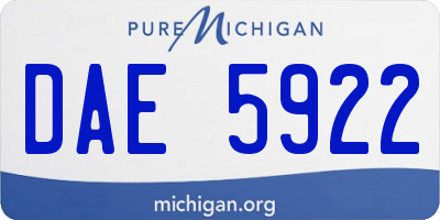 MI license plate DAE5922