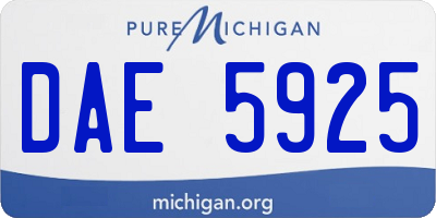 MI license plate DAE5925