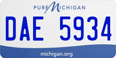 MI license plate DAE5934